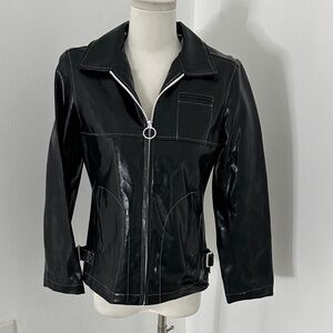 Vintage Y2K Does 60s Mod Liquid Look Patent Vegan Leather Limited Too Jacket
